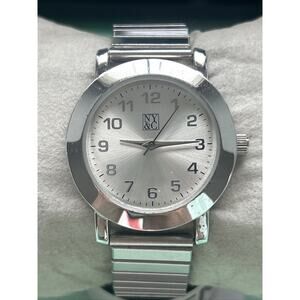 NY&C Silver Tone Women’s Stretch Band Quartz Watch
